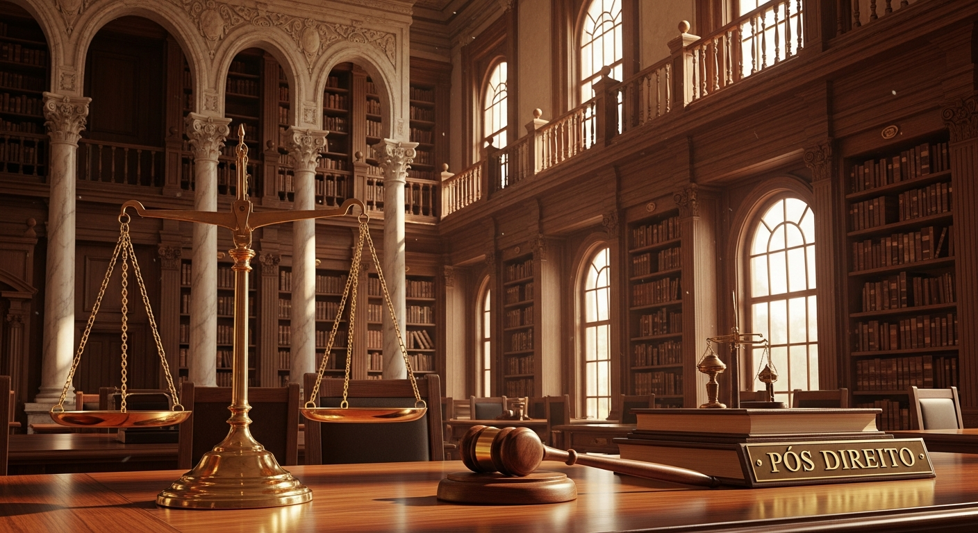 Livros e martelo de juiz representando o Direito