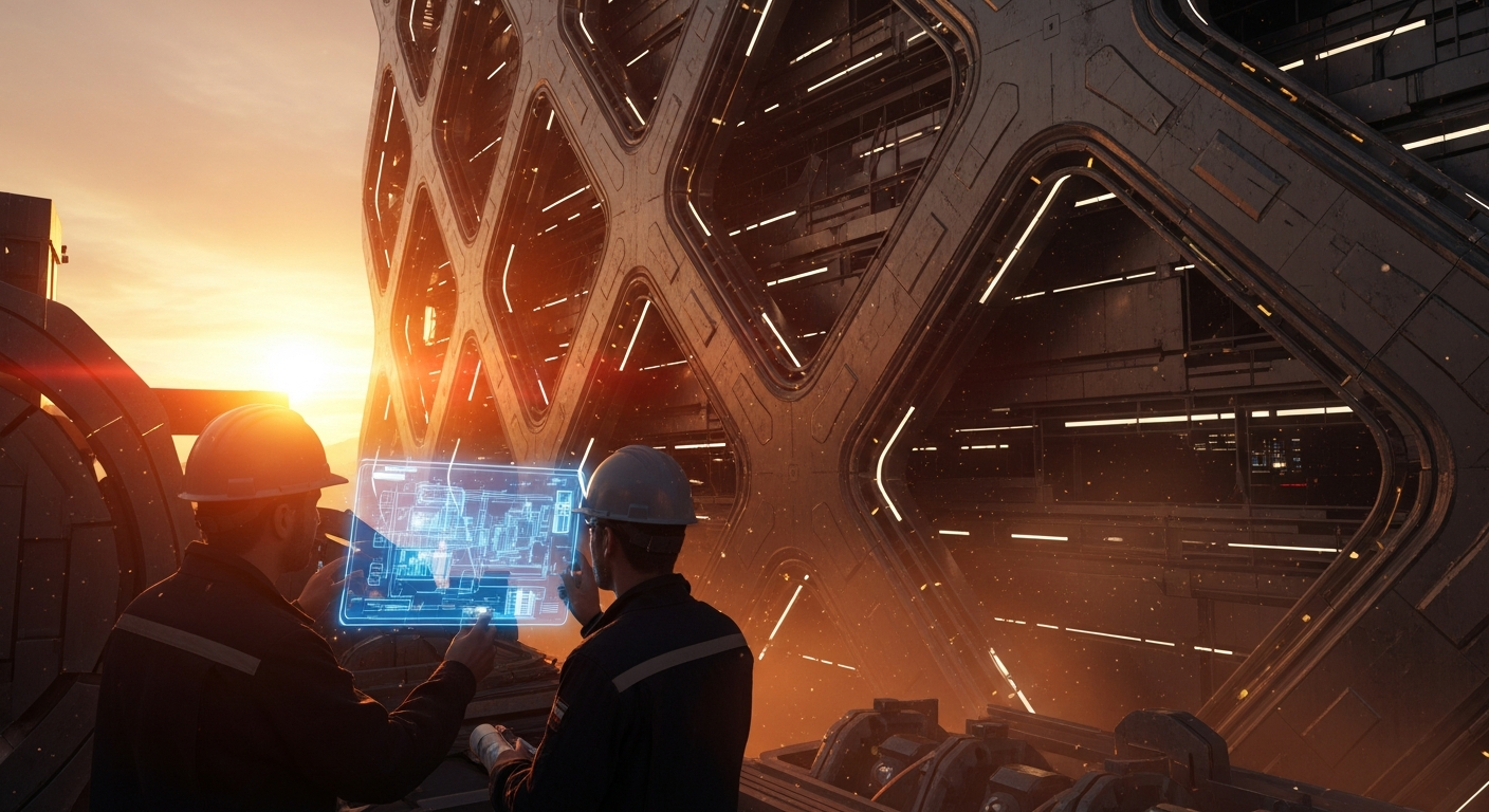 Engenheiros acompanhando projeto industrial